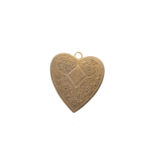 Raw Brass Heart Charm, pk/6