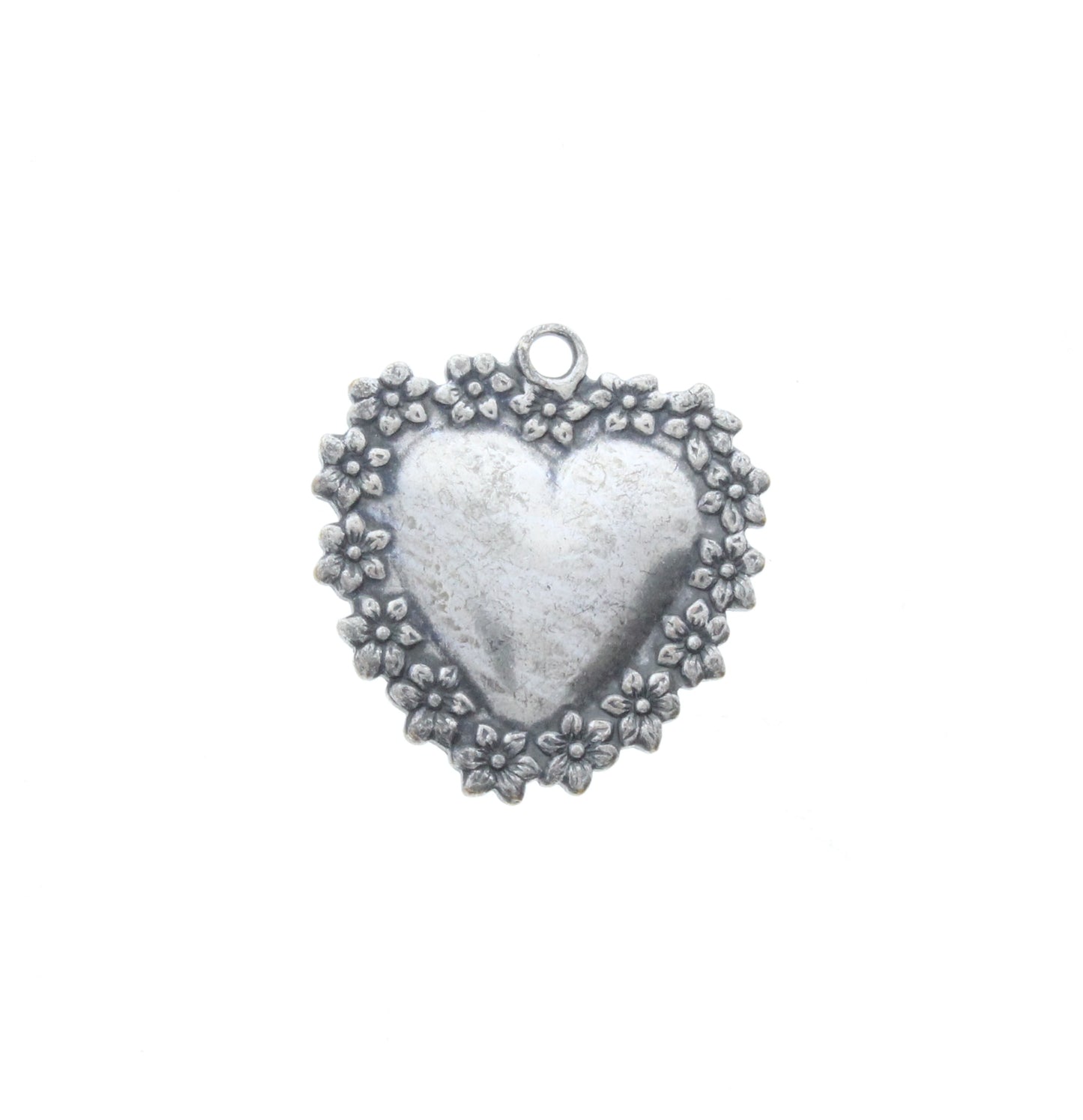 Flower Rim Heart Charm, pk/6