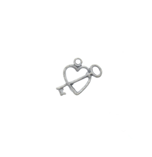 Key and Heart Charm, 6 pack
