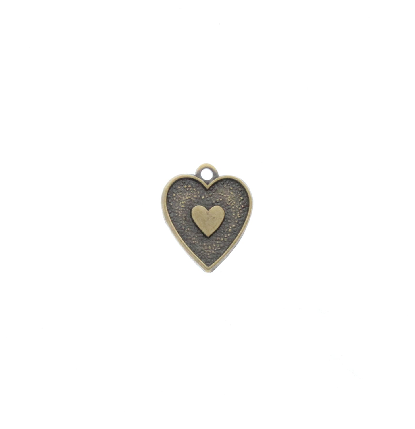 Vintage Brass Heart Charm, pk/6