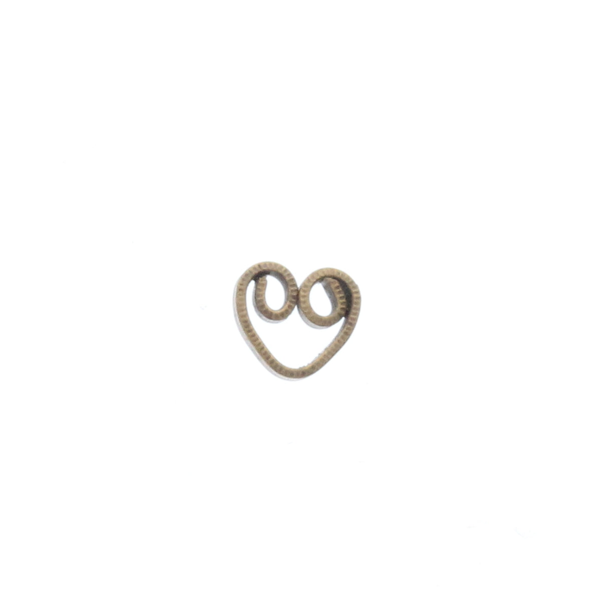 Vintage Brass X-Small Wire Heart, PKG/6