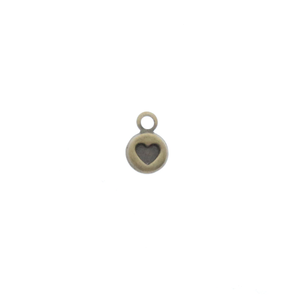 Vintage Brass Small Heart Charm, PKG/6