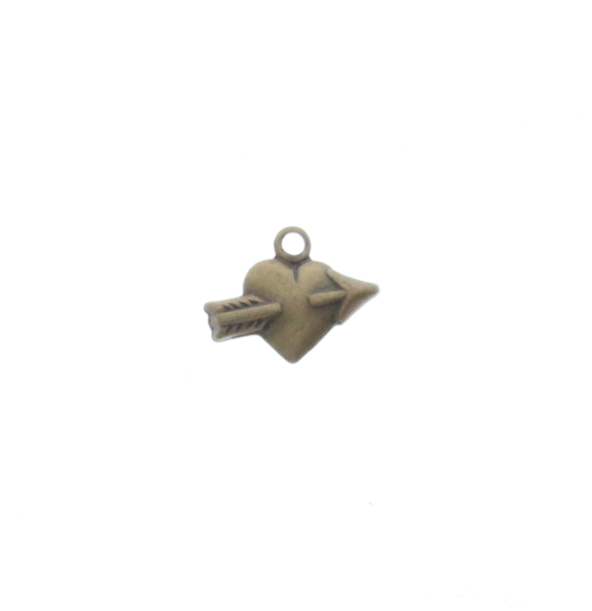 Heart w/Arrow Charm, Vintage Brass, pk/6