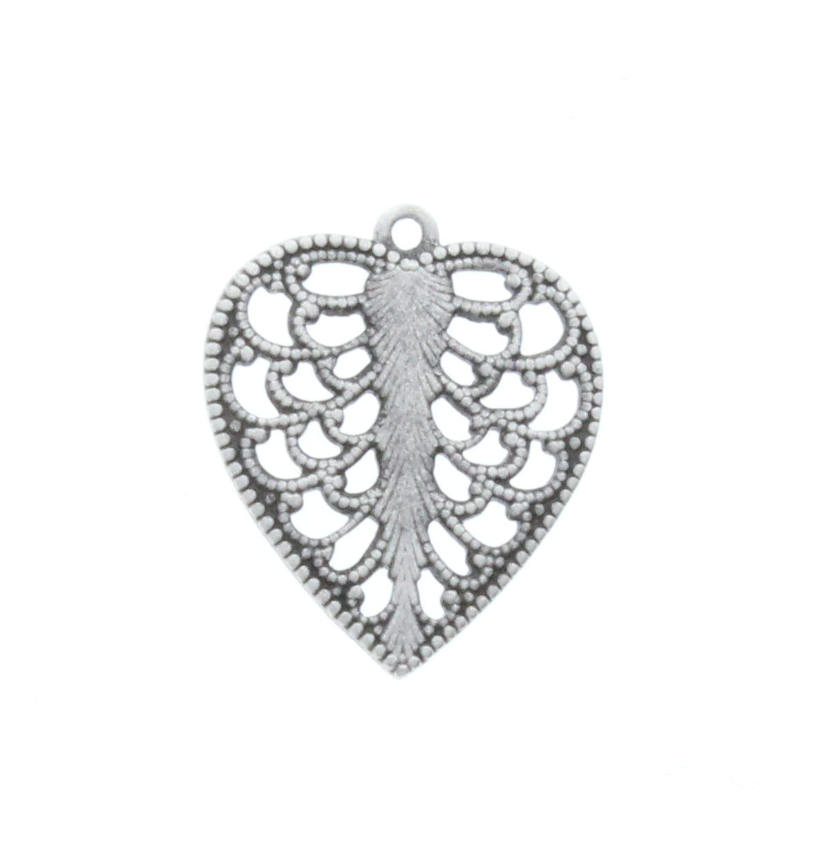 Vintage Silver Filigree Heart Charm, 6 pack