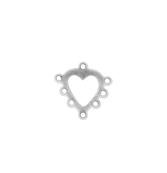 Heart Connector Charms, Vintage Silver, Pack of 6