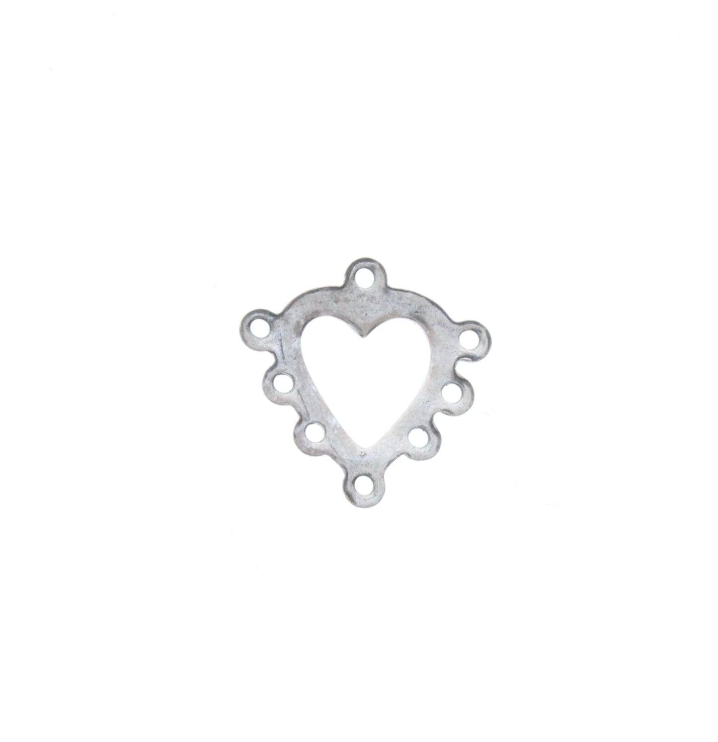 Heart Connector Charms, Vintage Silver, Pack of 6