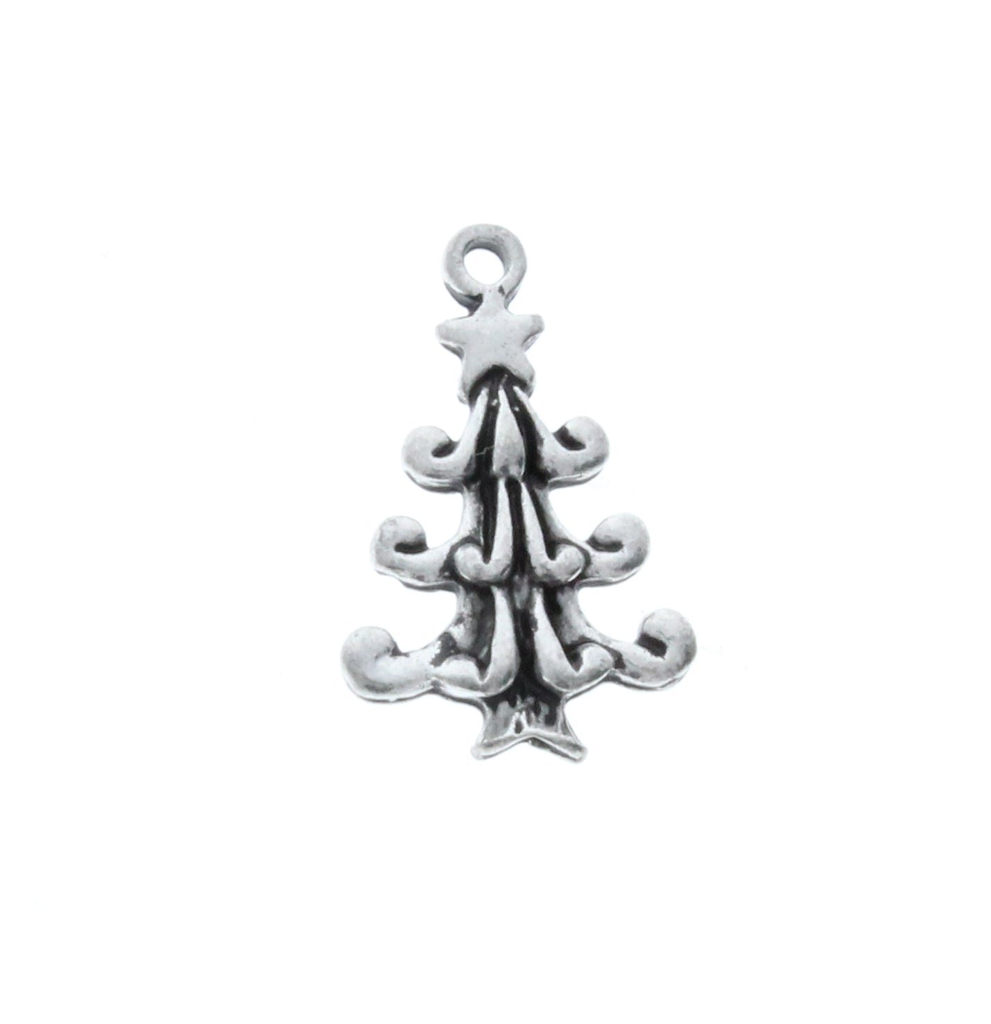 Christmas Tree Charm, Classic Silver, Pack of 6