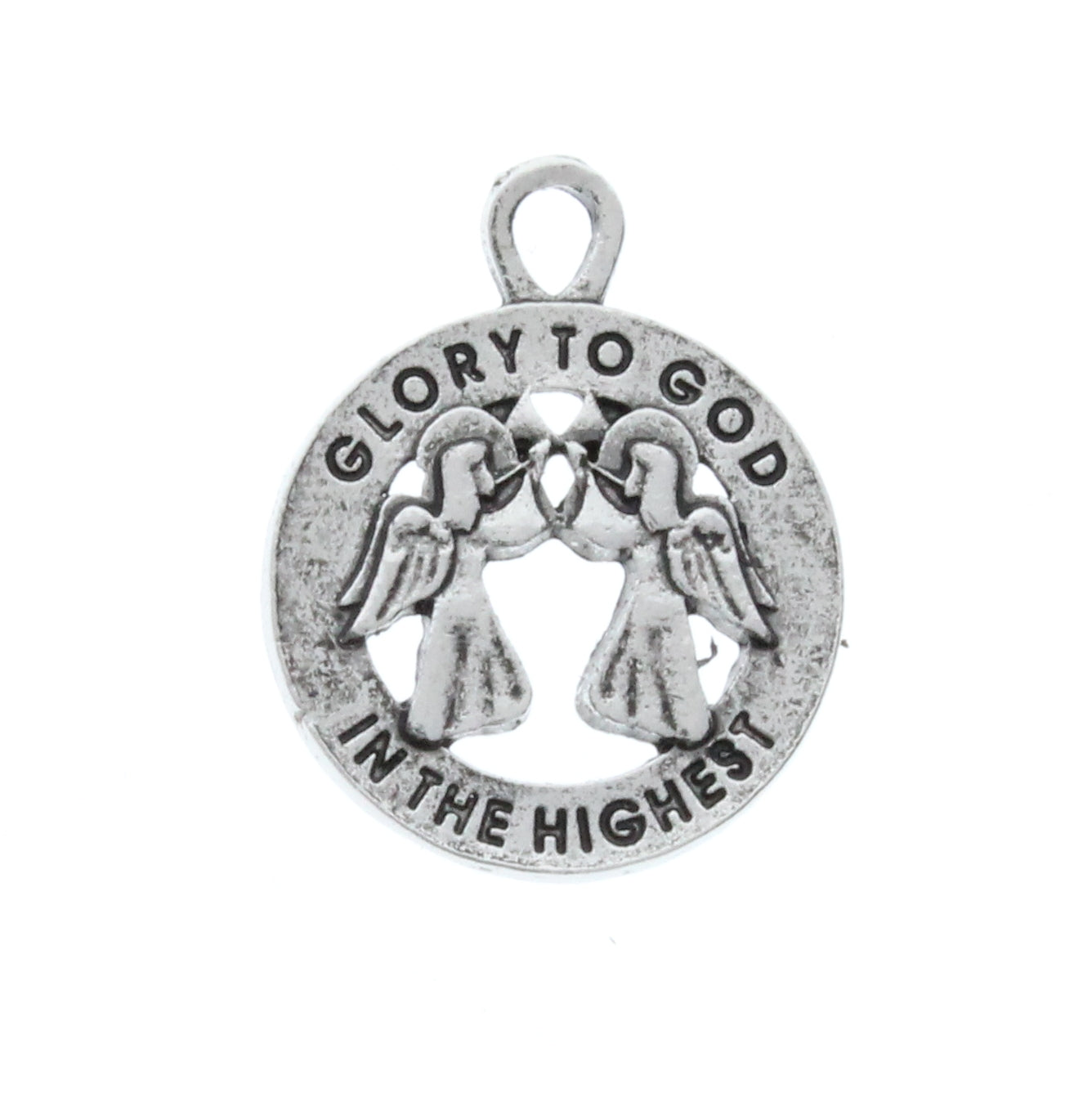 "Glory to God" charm 19mm, zinc cast, sold 6 each