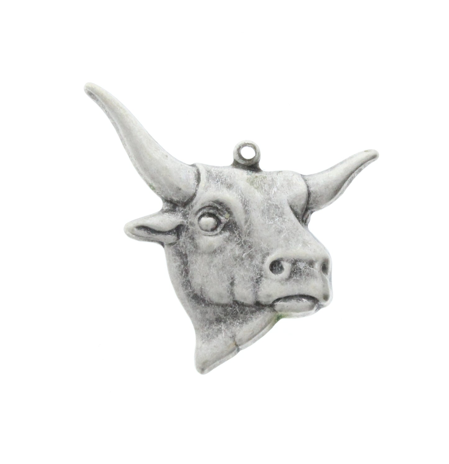 Vintage Silver Steer Head Charm, Pk/6