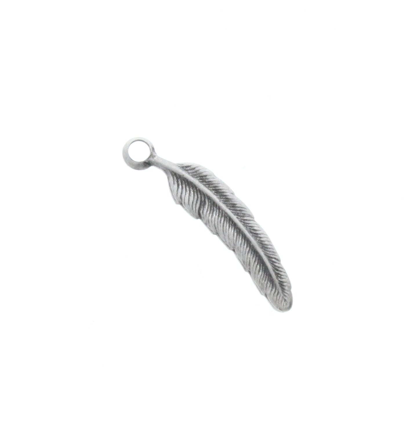 Feather Charm, Vintage Silver, 6 pack