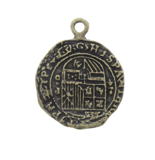 Ancient Latin Museum Artifact Coin Charms, Antique Bronze, Pk/6