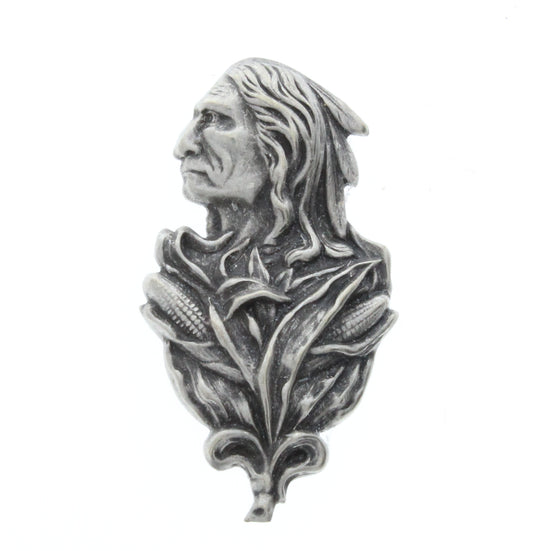 Antique Silver Indian Chief Charm, Pk/6