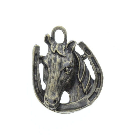 Horse Shoe Charm, Antique Brass, ea