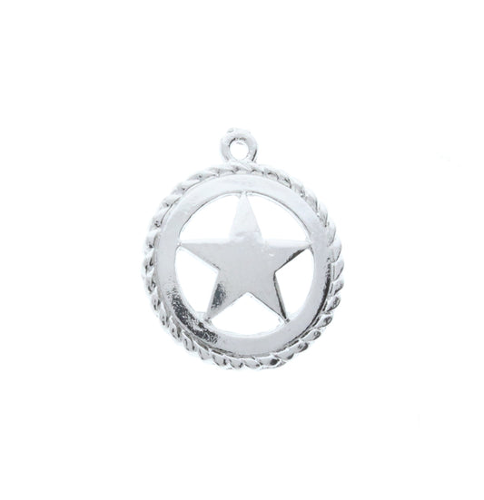 Lone Star Sheriffs Badge Charm, Classic Silver, Made in USA, Pk/4