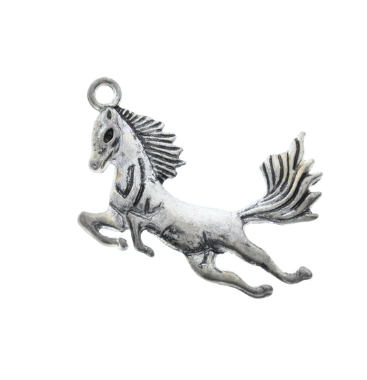 Classic Silver Mustang Horse Running Charm, Pk/3