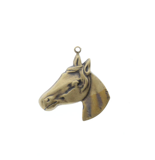 Antique Brass Horse Head Animal Charm, Pk/6