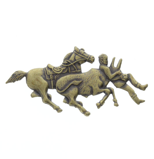 Vintage BrassWestern Bull Dogging Cowboy-Horse Charm, Pk/6