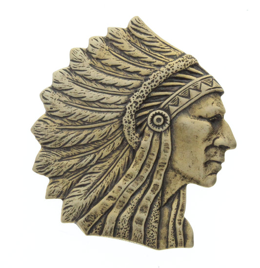 Large Indian Chief Head Charm, Antique Brass, Pk/2