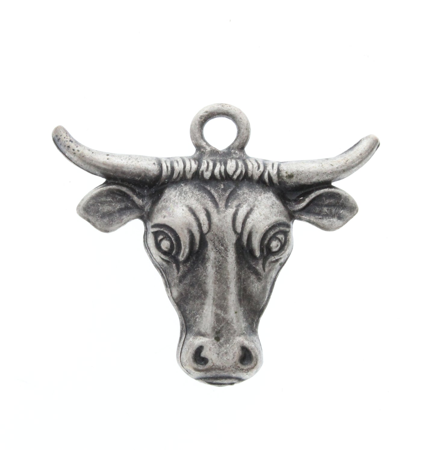 Antique Silver Steer Head Charm, Pk/6