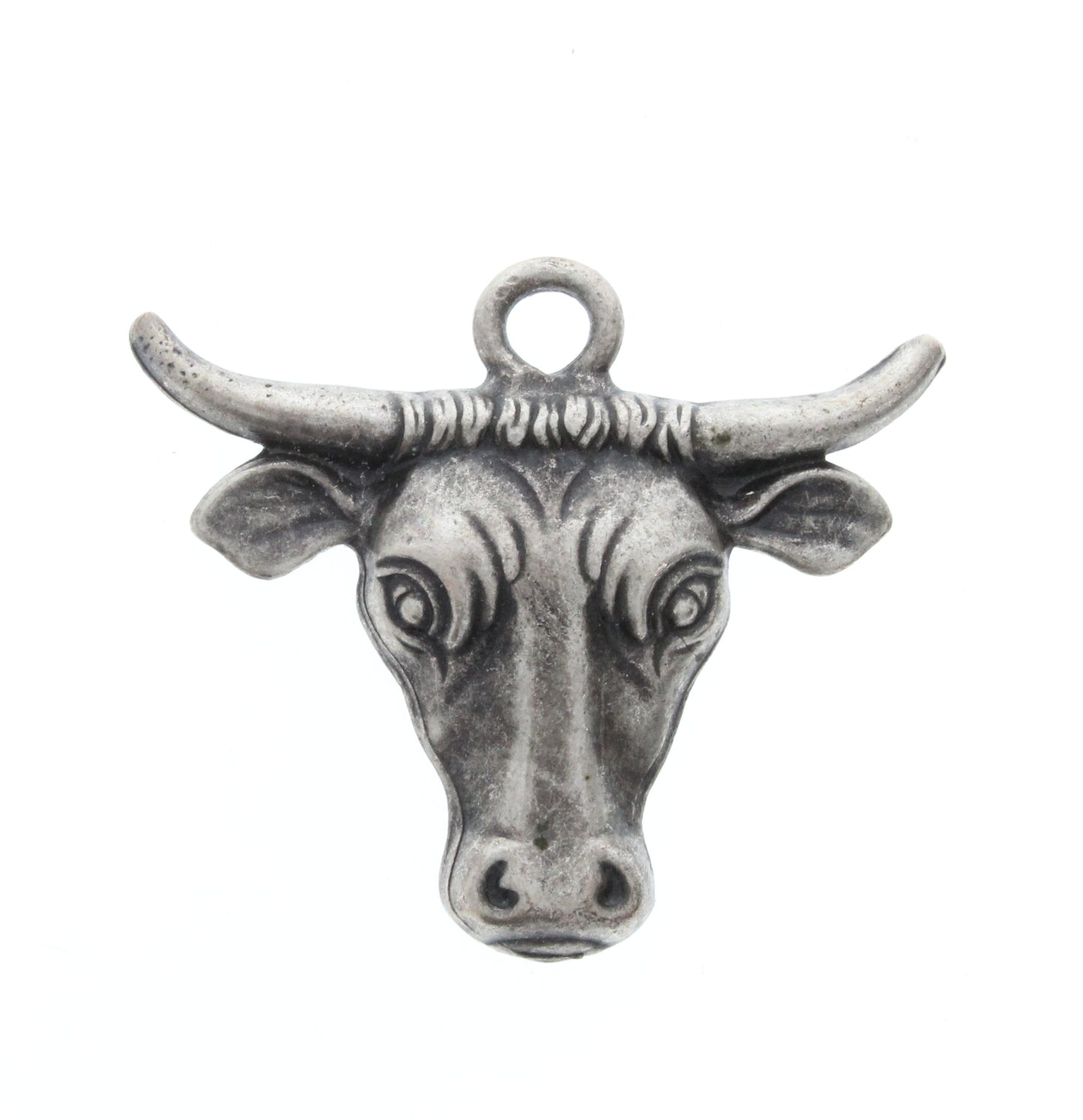 Antique Silver Steer Head Charm, Pk/6