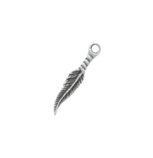 Antique Silver Feather Charm, Pack of 100