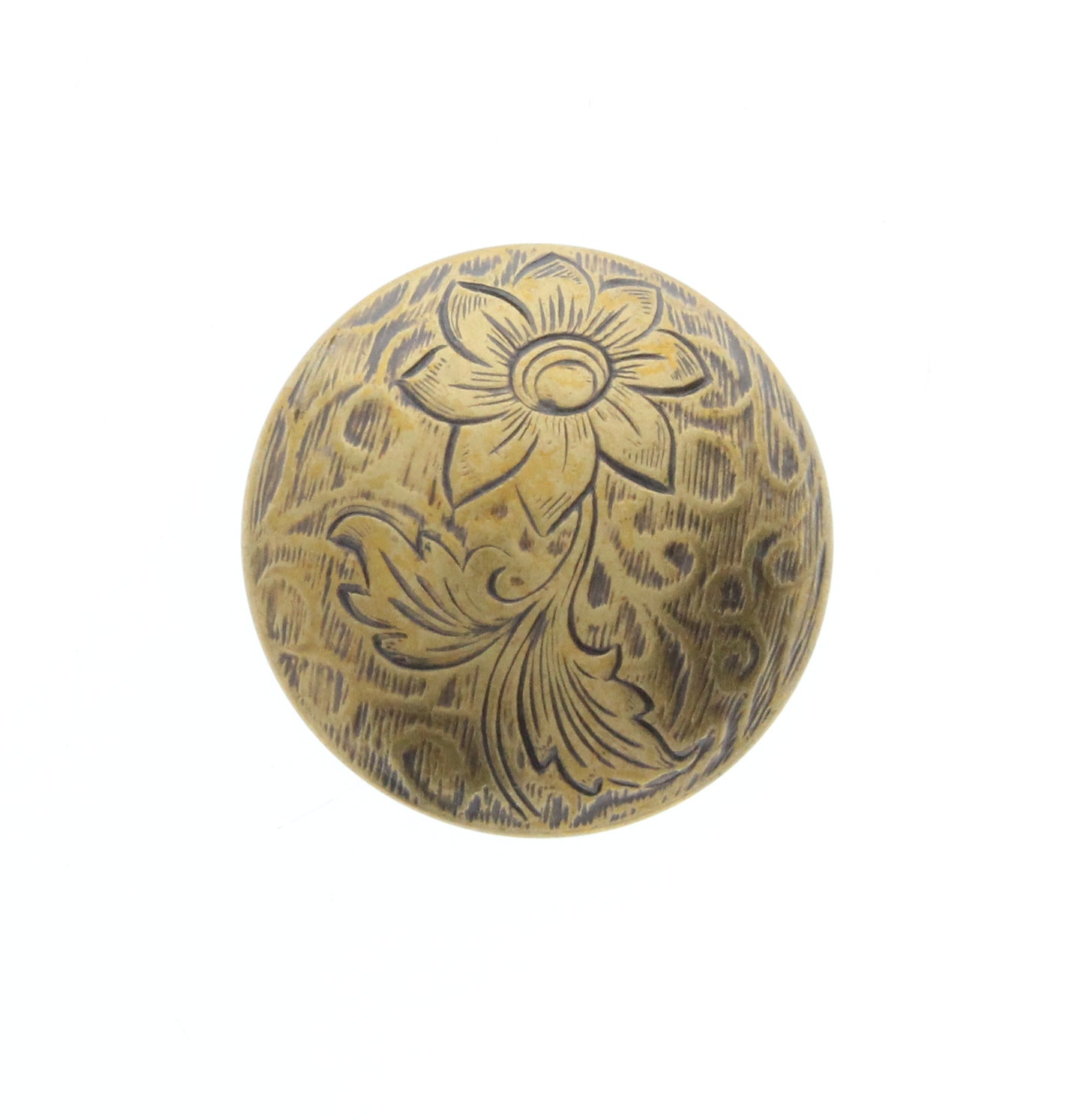 Domed Button Charm w/Flowers, Pk/6