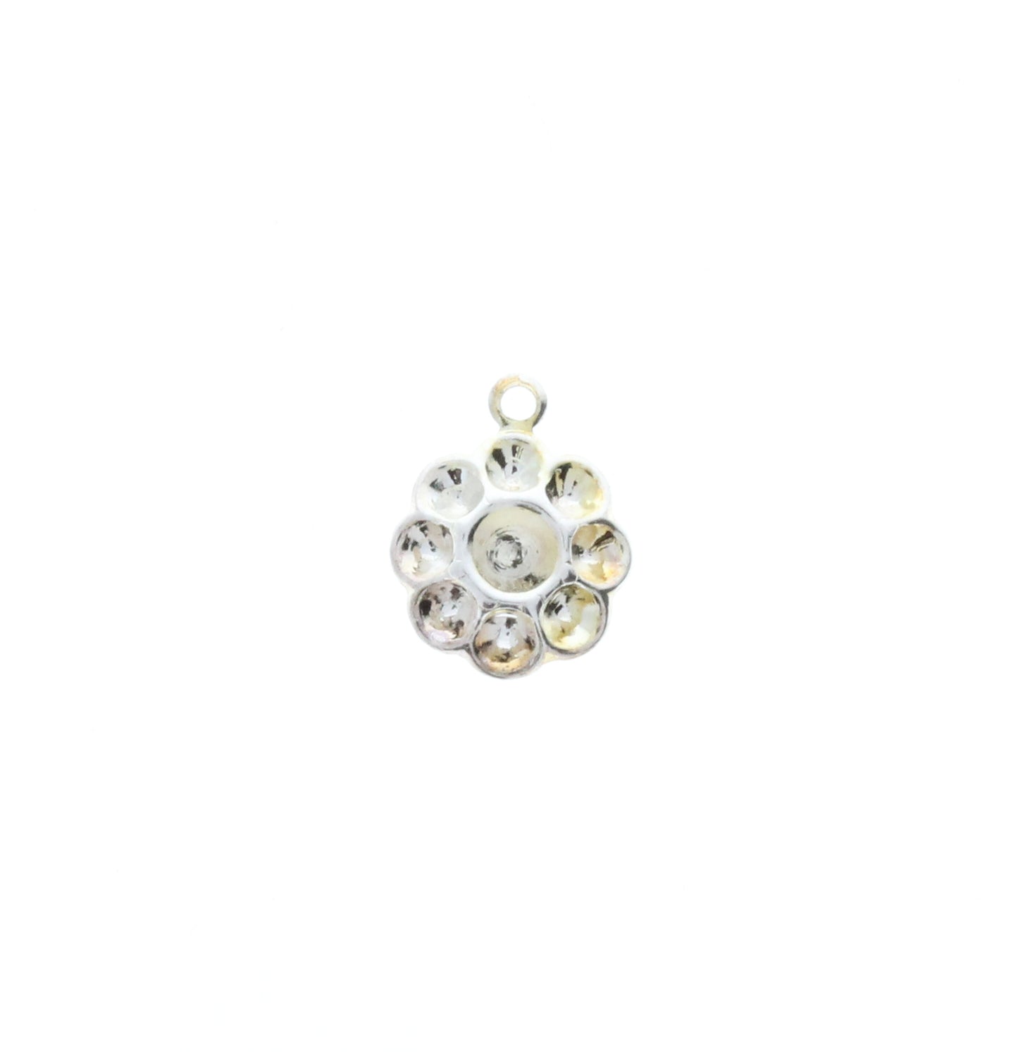 Beaded Charm w/Chaton Setting and Loop, Pk/6