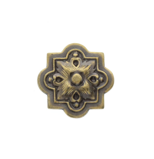 Small Antique Brass Gothic Button Charm, Pk/6