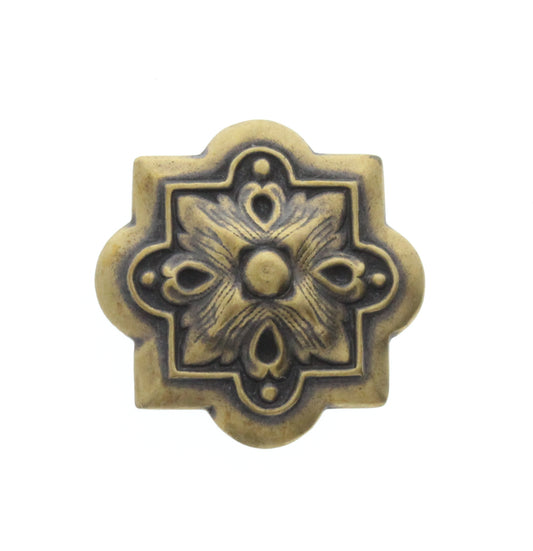 Antique Brass Gothic Button Charm, Pk/6