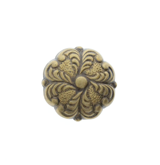 Antique Brass Flowered Dome Charm, PK/6