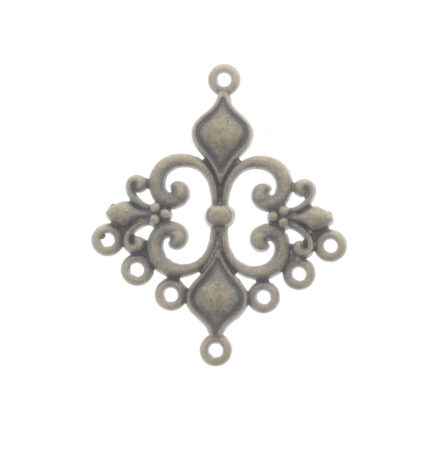 Antique Brass Fleur de Lis Connector Charm, Pk/12