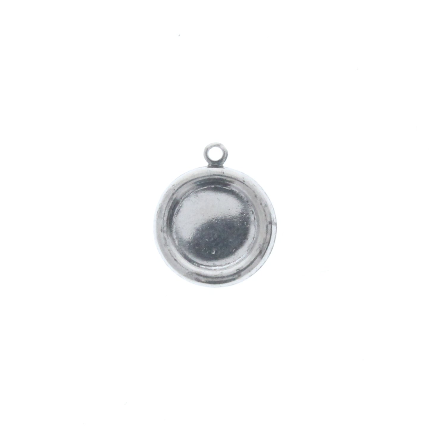 Nickel Finish Round Drop Charm w/Raised Border, Pk/6