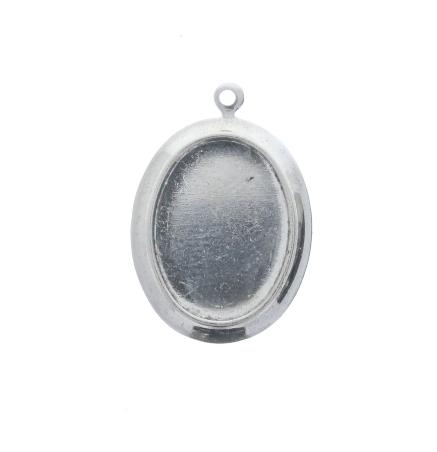Nickel Finish Rimmed Oval Charm, Pk/6