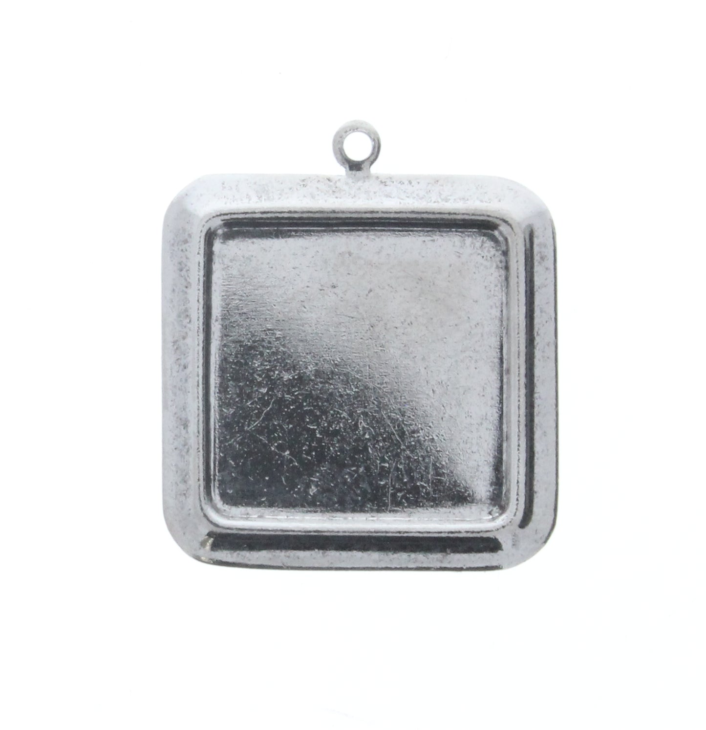 Antiqued Nickel Square Charm, Pk/6