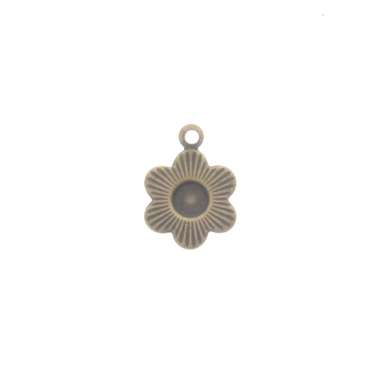 Small Antique Brass Flower Charm w/Bezel, Pk/6