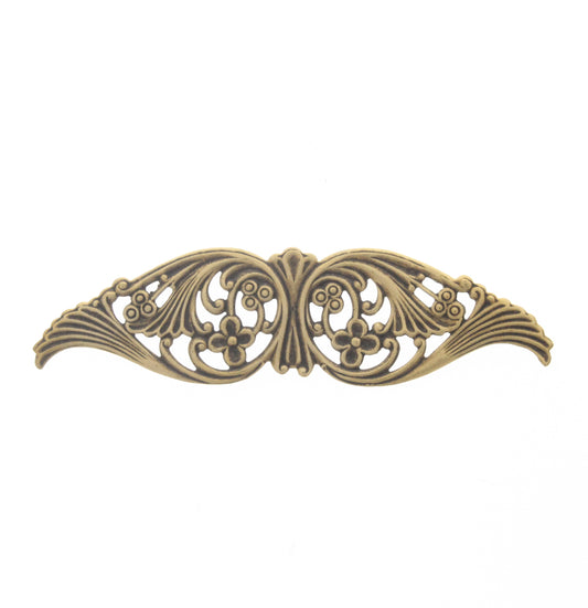 Antique Brass Filigree Wing Charm, ea