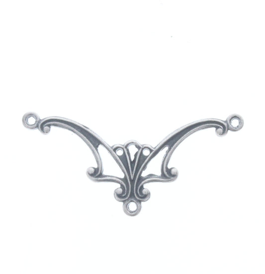 Classic Silver Ornate Filagree Connector Charm, Pk/5
