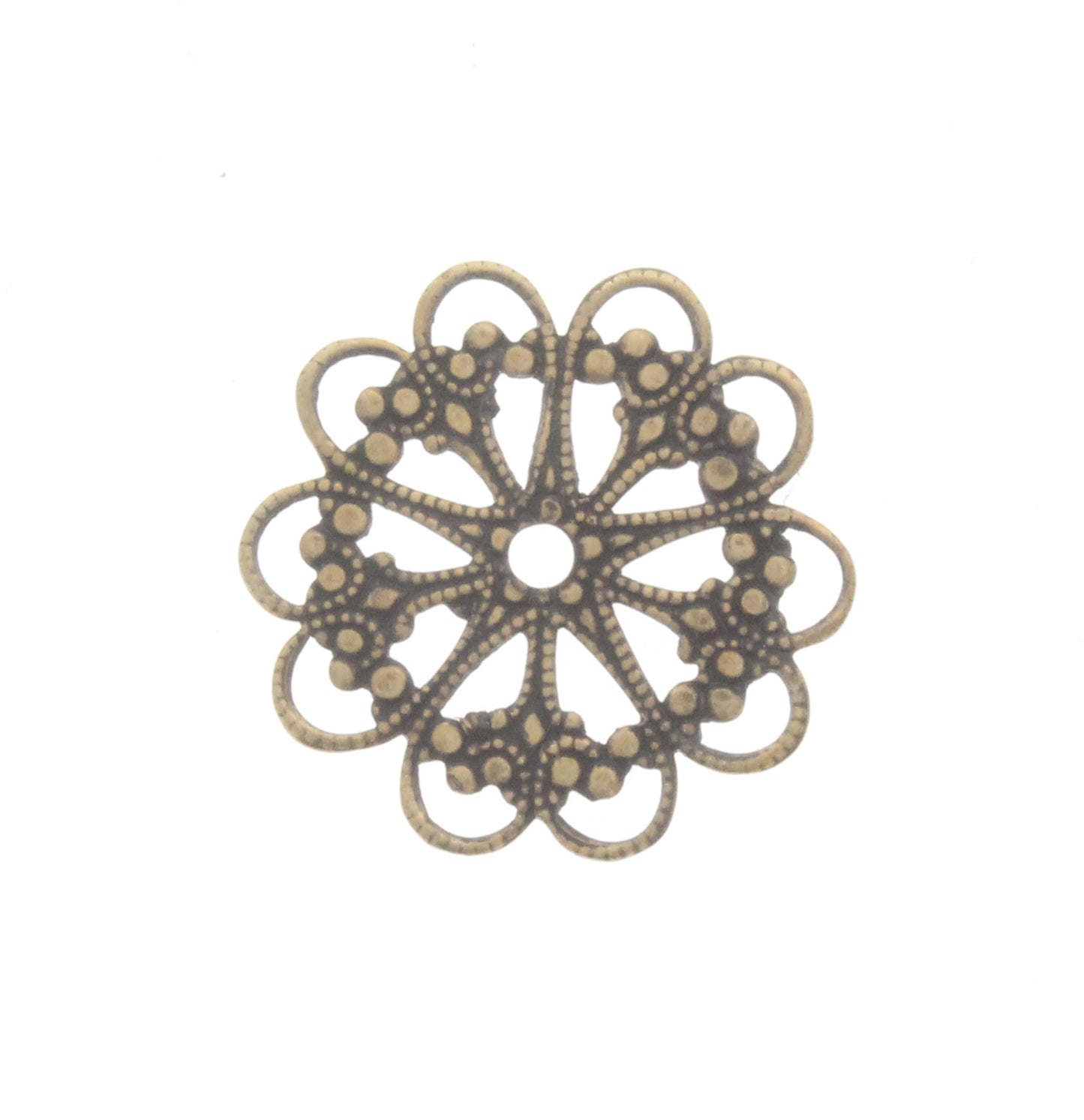 Antique Brass Round Filigree Charm, Pk/6