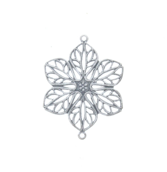 Classic Silver Filigree Flower Connector, Pk/6