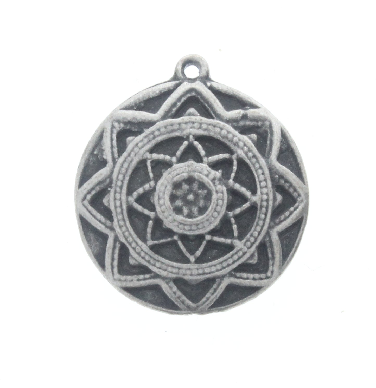 Antique Silver Battenberg Lace Button Charm, Pk/4