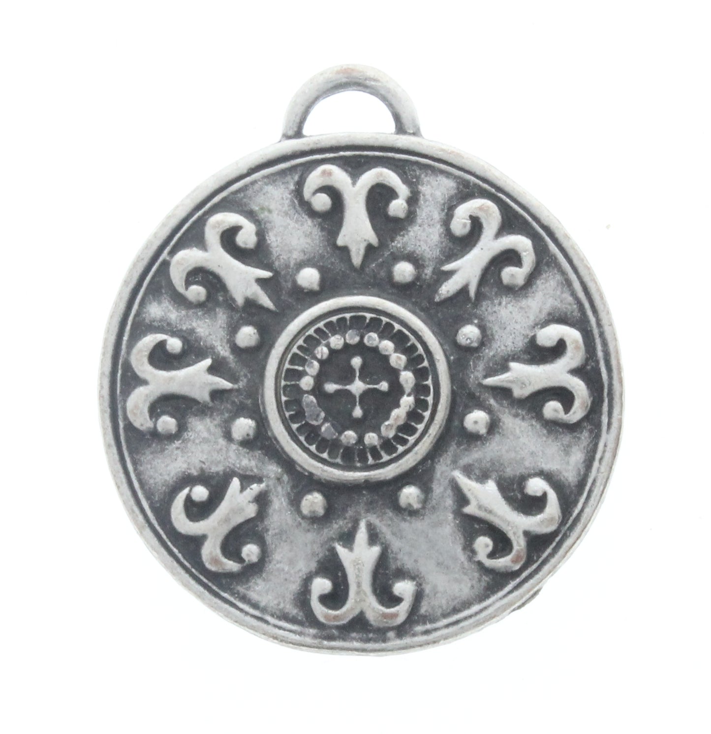 Antique Silver Steampunk Shield Charm, Pk/6