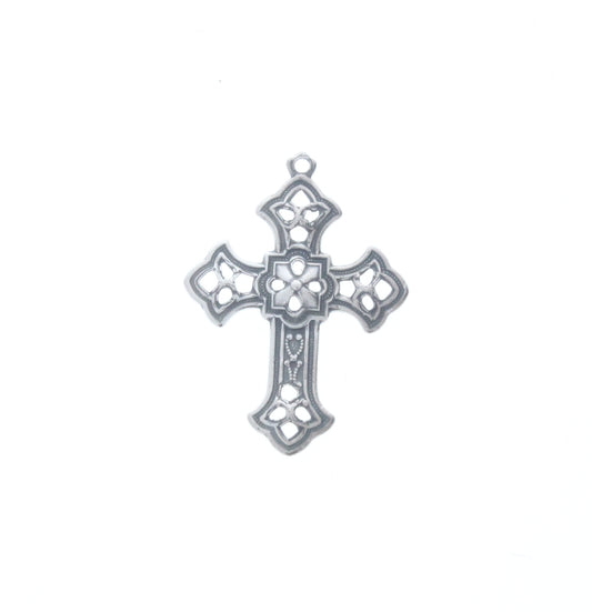 Classic Silver Fleur-de-lis Cross Charm, Pk/6