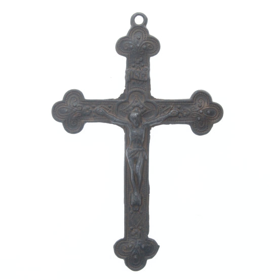 Rusty Black Crucifix Cross Charm, Pk/2