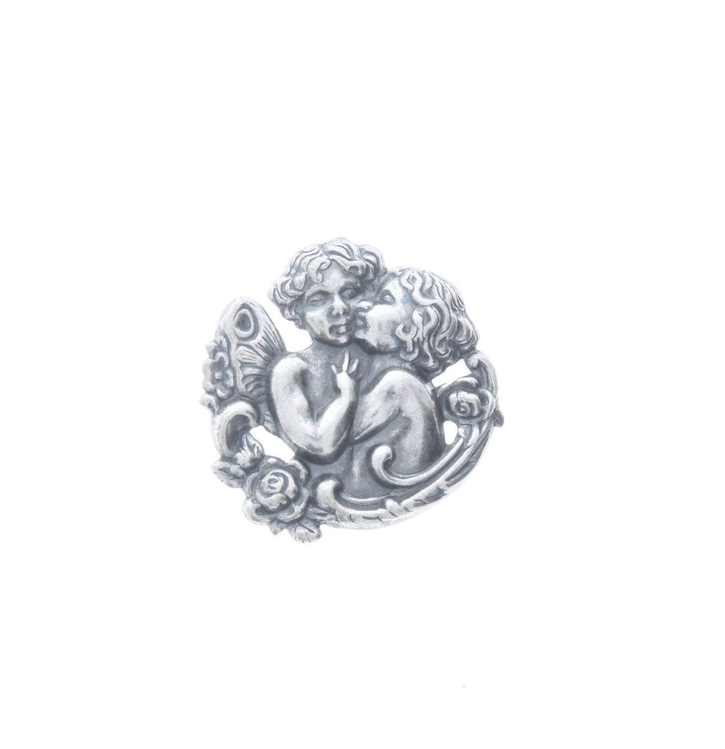 Floral Kissing Cherub Crest, Pk/6