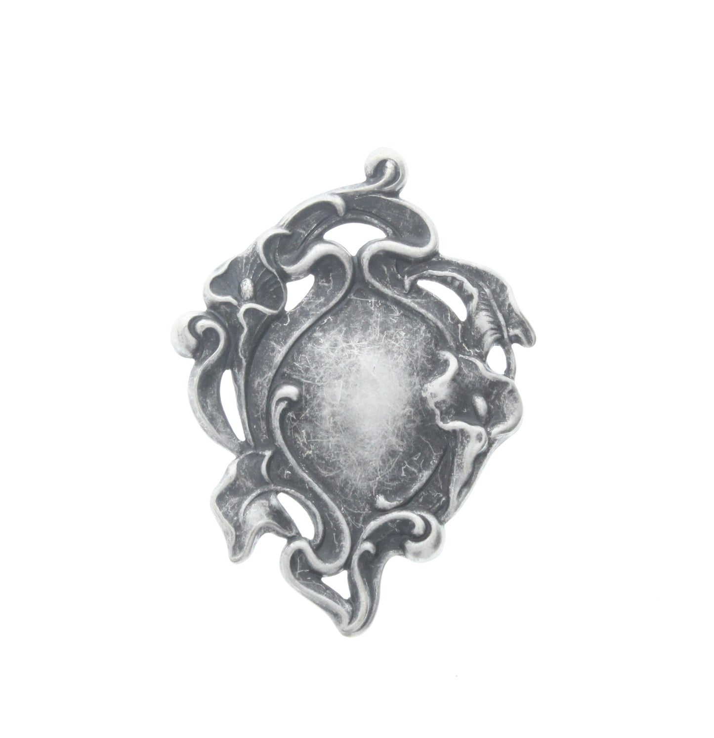 Antique Silver Lily Metal Charm, Pk/6