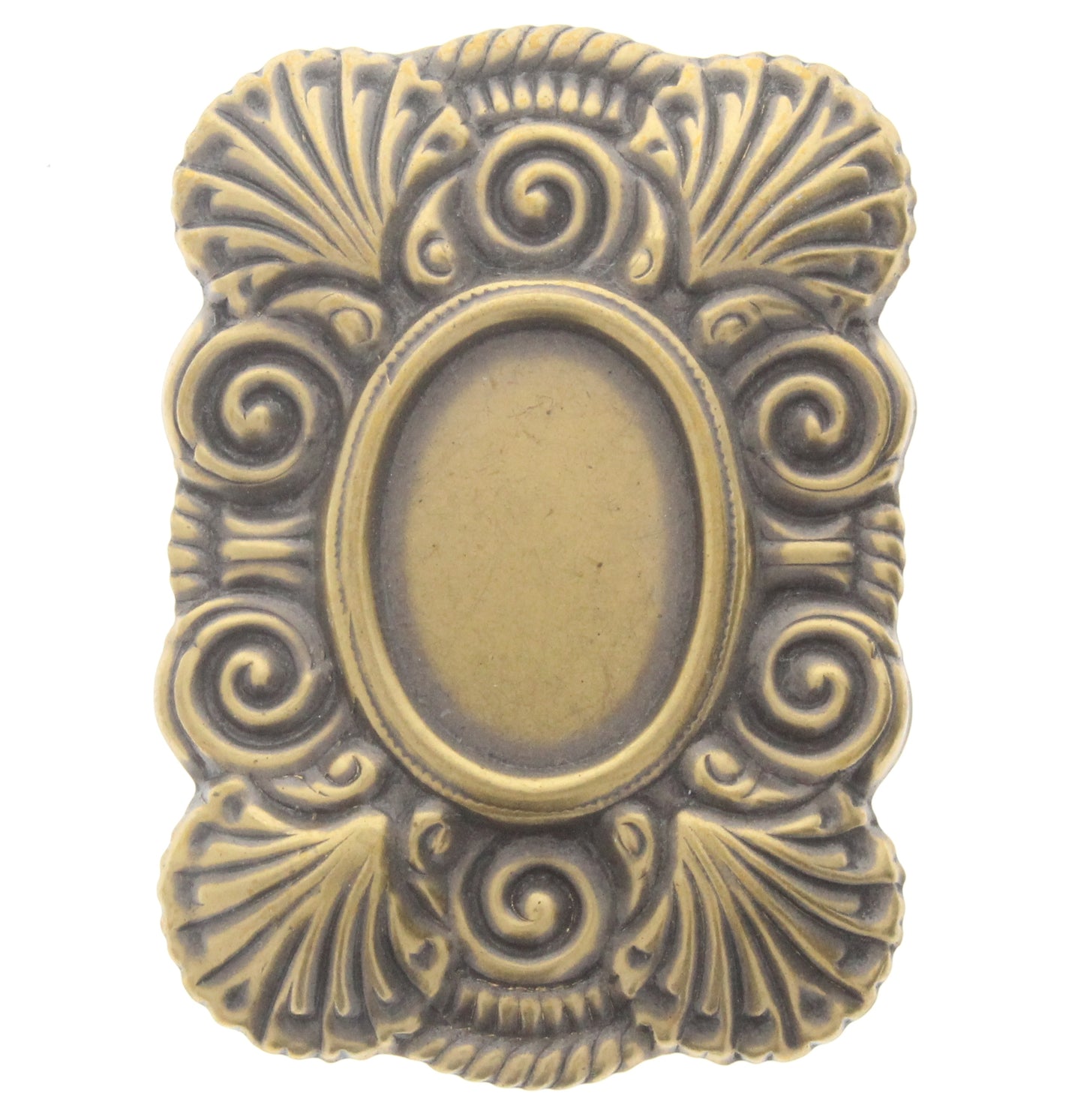 Large Victorian Rectangle Charm w/Bezel, Pk/6