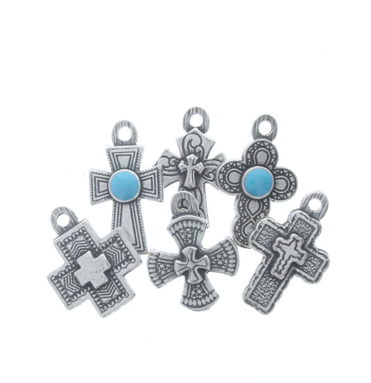 Assorted Cross Charms, Pk/6
