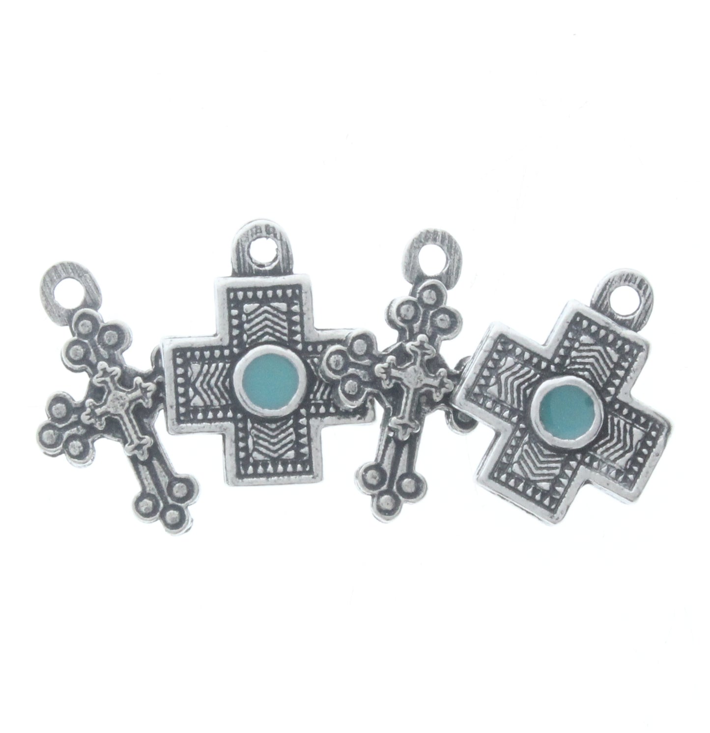 Assorted Cross Charms w/Turquoise, Pk/4