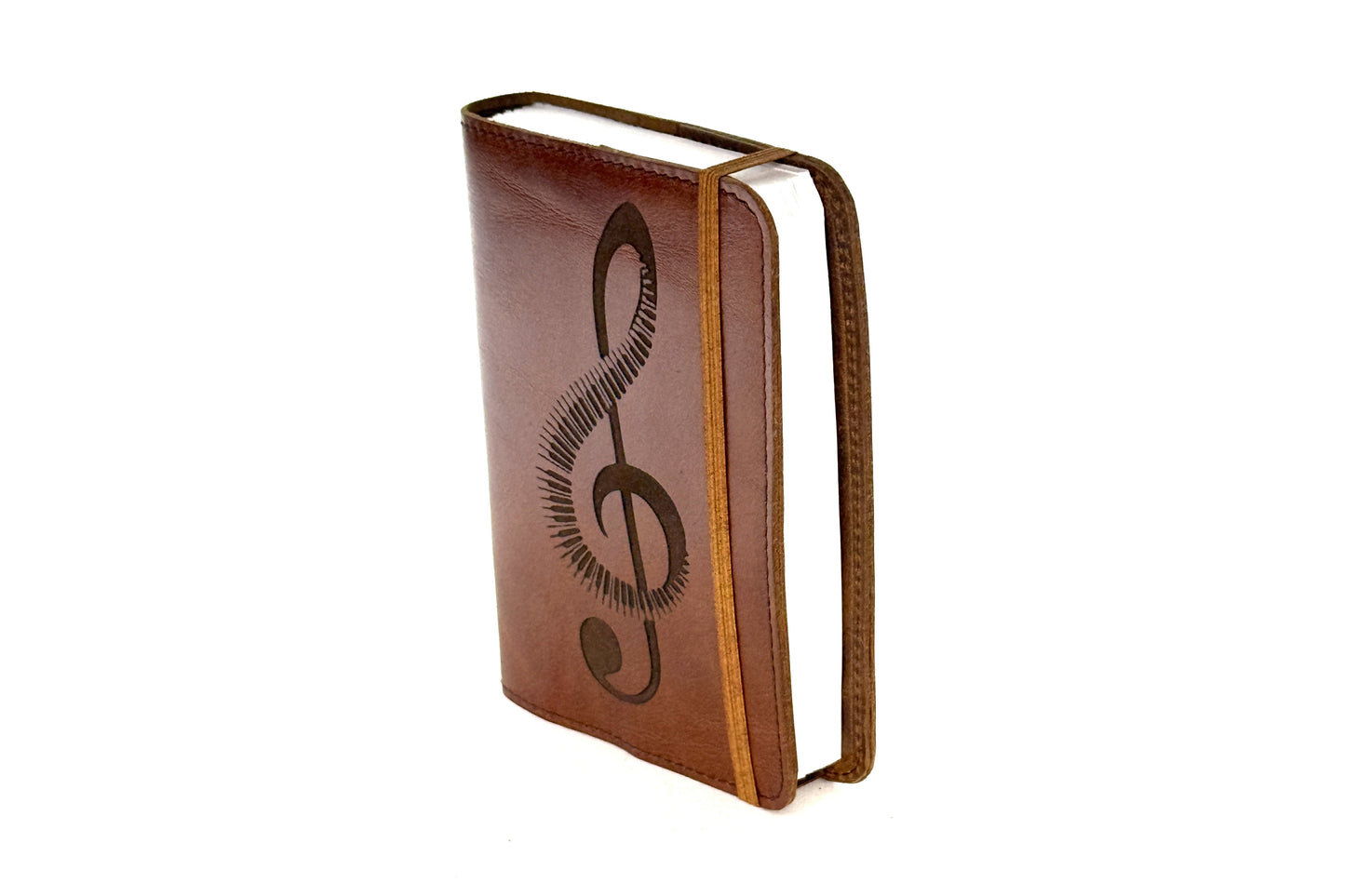 Music journal with piano or guitar treble clef