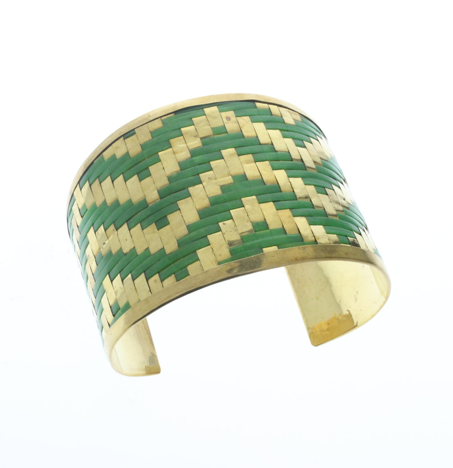 Green Wave Bracelet Cuff, Antique Brass, ea